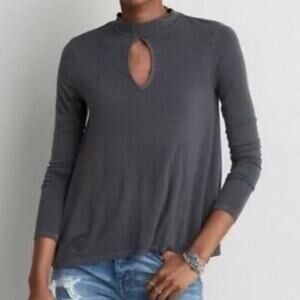 American Eagle Soft & Sexy Open Front Gray Long Sleeve Shirt Casual Small